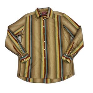 Lucky Brand Shirt Mens Medium Striped Southwestern Cotton Rodeo Festival USA